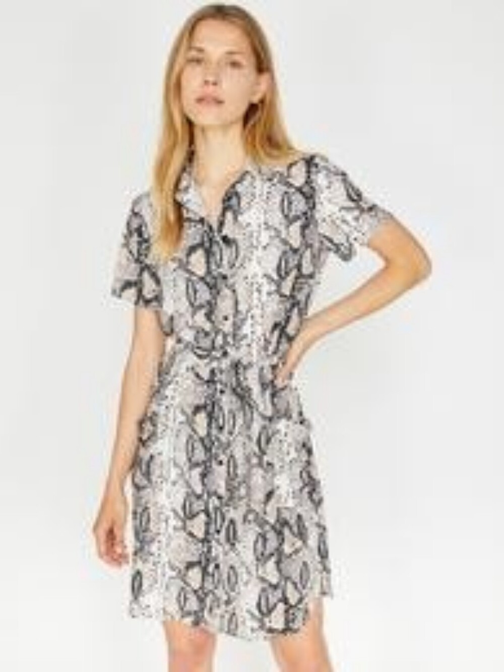 Intermission Short Sleeve Belted Reptile Print Dress - Size 10